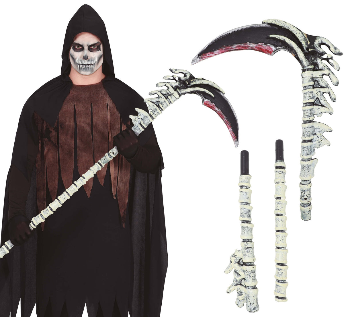 Faux de Faucheuse en Os Détachable 150 cm – Accessoire Halloween