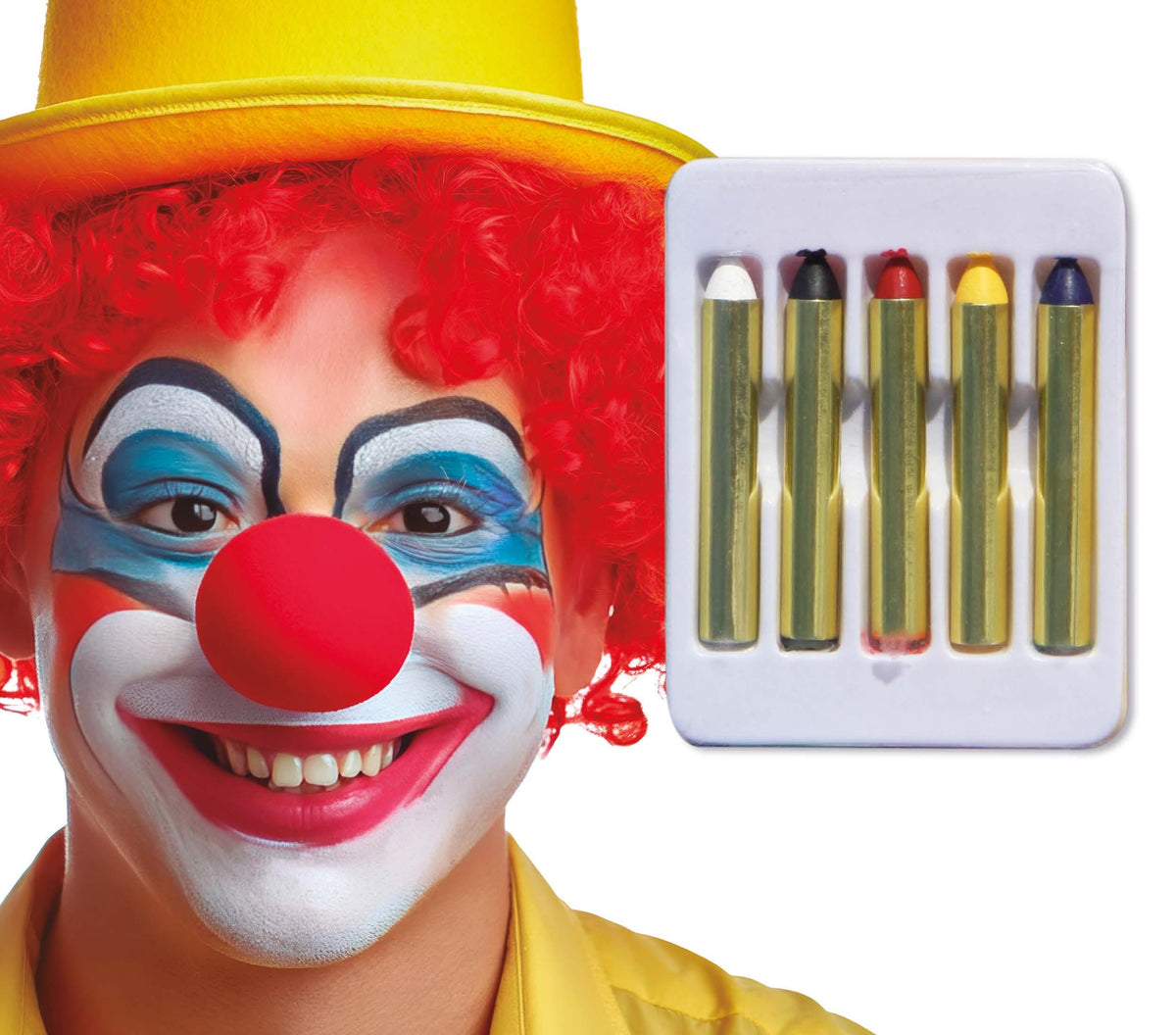 Boîte de 5 Barres de Maquillage Assorties 5 x 1,9 g – Clown et Carnaval