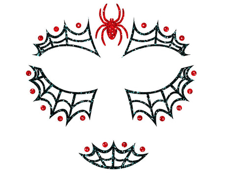 Glitter Face Araignée Noire et Rouge – Bijou de Visage Halloween