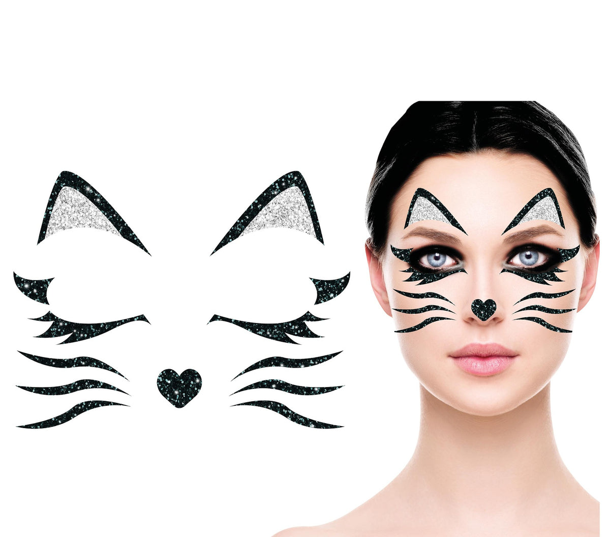 Glitter Face Chat Noir – Bijou de Visage Halloween