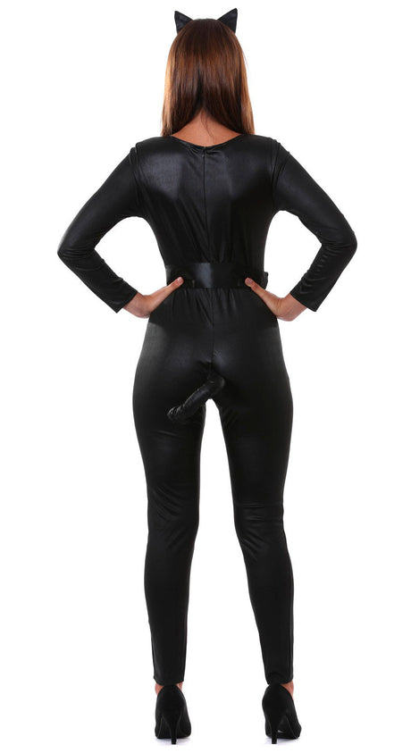 Déguisement Combinaison Chat Noir avec Queue Adulte Femme – Halloween