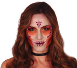 Bijoux de Visage Tête de Mort Adhésifs – Halloween