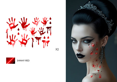 Tatouages Mains de Sang Brillants – Halloween