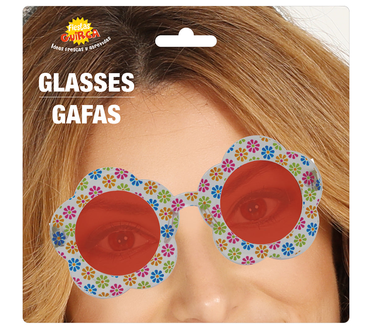 Lunettes fleurs multicolores en PVC - style hippie festif