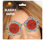 Lunettes fleurs multicolores en PVC - style hippie festif