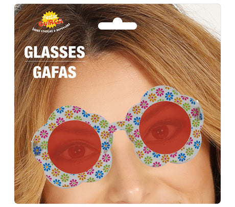 Lunettes fleurs multicolores en PVC - style hippie festif