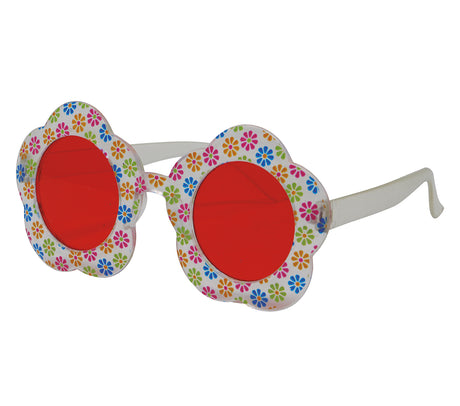 Lunettes fleurs multicolores en PVC - style hippie festif
