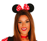 Diadème souris noir et rouge en tissu pour femme