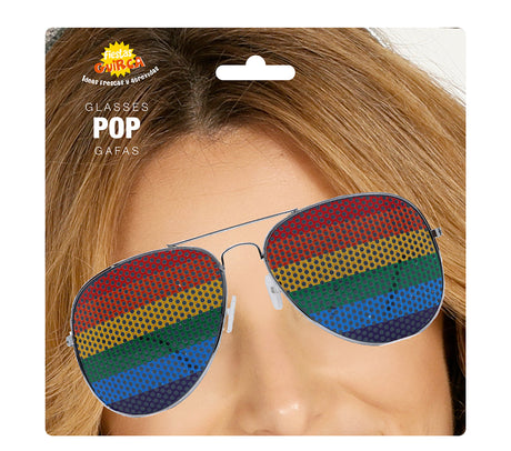 Lunettes aviateur multicolores en métal et PVC - Arc-en-ciel