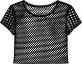 T-shirt résille noir femme - polyester - style années 80