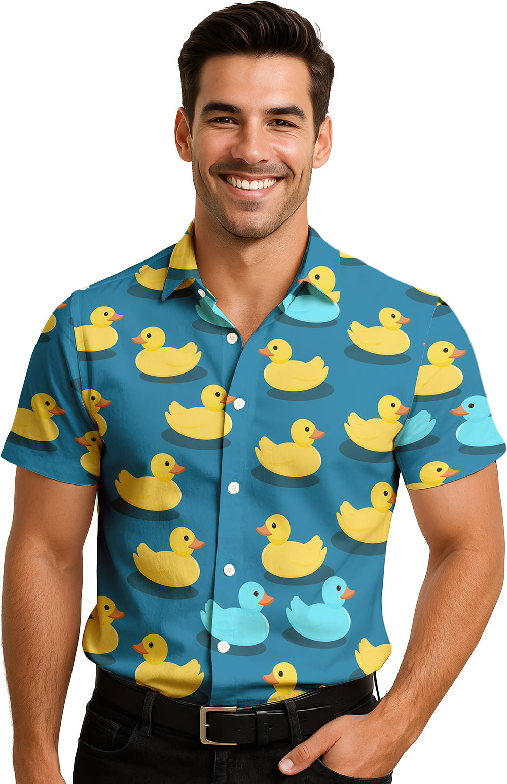 Chemise canards bleue adulte - polyester