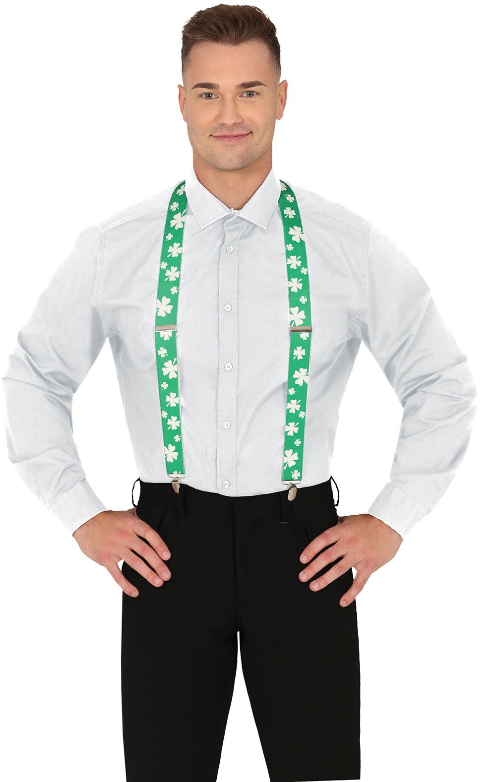 Bretelles vertes et blanches - Saint-Patrick - Adulte