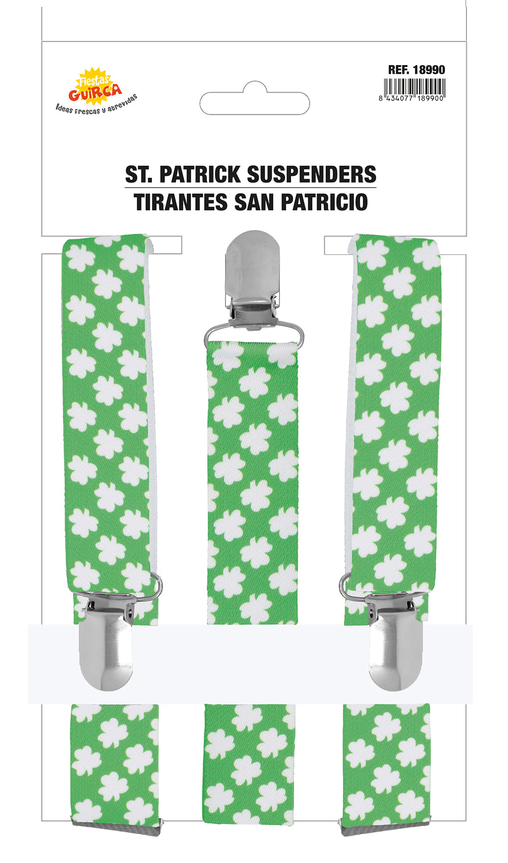 Bretelles vertes et blanches - Saint-Patrick - Adulte
