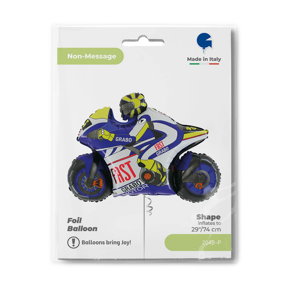 Ballon moto bleue - 29" - Gonflage Hélium en boutique