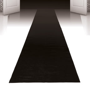 Black polypropylene rug 450 x 60 cm, durable and modern area carpet, packaged in a box.
