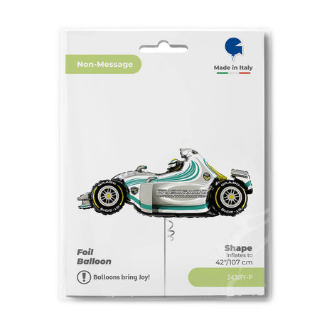Ballon voiture de course gris - 42" - Gonflage Hélium en boutique