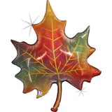 Ballon feuille d'automne - Doré pailleté - 30" - Gonflage Hélium en boutique