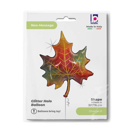 Ballon feuille d'automne - Doré pailleté - 30" - Gonflage Hélium en boutique