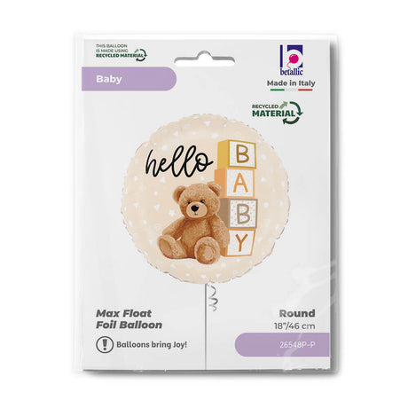 Ballon rond ourson - 14" - beige - Gonflage Hélium en boutique