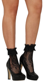 Chaussettes courtes dentelle noire adulte