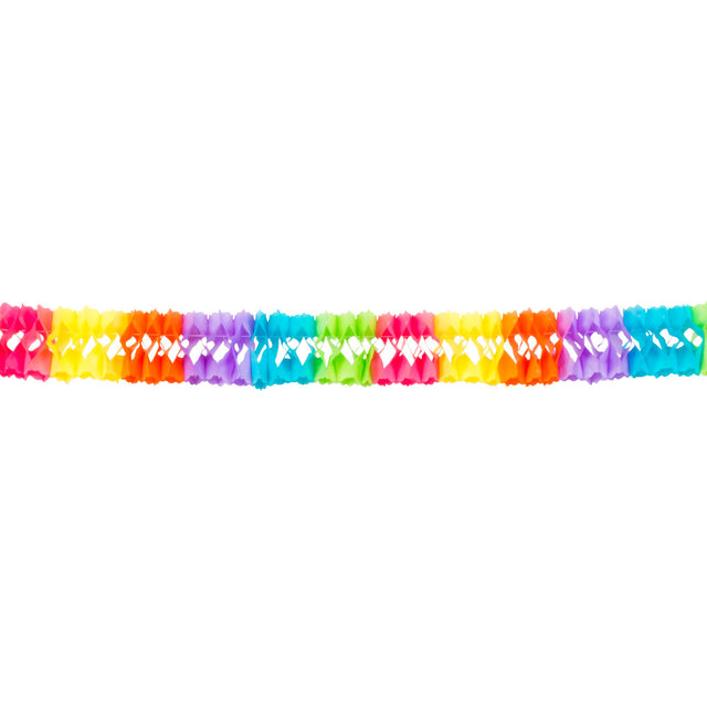 Colorful paper Fandango garland, 6 meters long, made from eco-friendly materials, perfect for birthday party decorations.