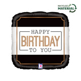 Ballon anniversaire classique noir et blanc - 15" - Gonflage Hélium en boutique