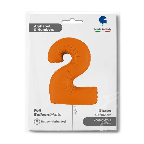 Ballon chiffre - Orange mat - 40" - Gonflage Hélium en boutique