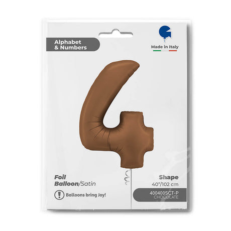 Ballon chiffre 0 - Chocolat satiné - 40" - Gonflage Hélium en boutique