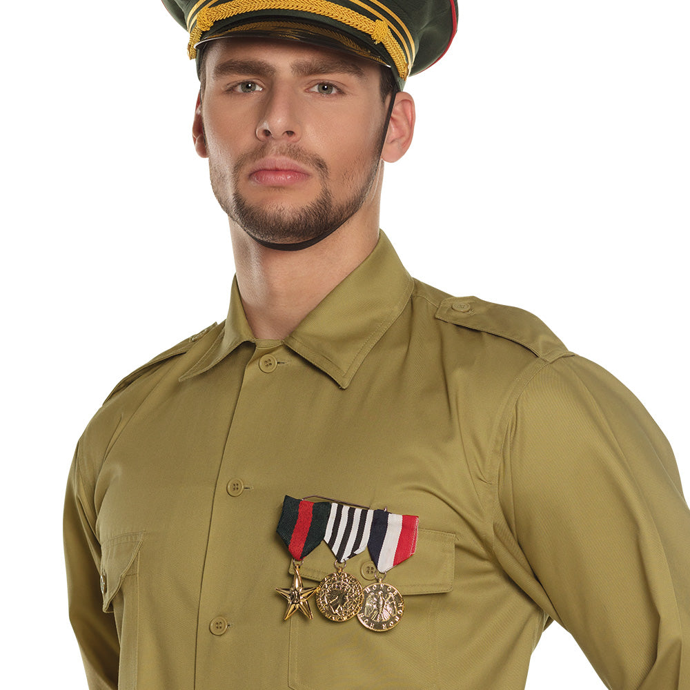 Honor medals brooch for adults and children, made of polyester, PVC, and iron, displayed on a card, ideal military jewelry accessory.