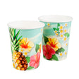 Set of 10 Paradise paper cups, 25 cl capacity, eco-friendly disposable drinkware with tropical Hawaii theme, ideal for parties and events.