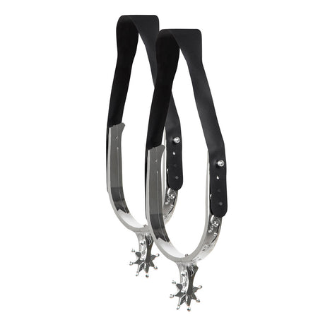 Set of two western riding spurs for adults made of 95% polypropylene and 5% iron, ideal equestrian accessory.