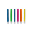 The image shows a set of six brightly colored party blowpipes (sarbacanes) with matching neon paper balls, arranged on a white background.