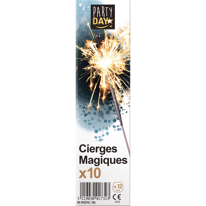 Cierges magiques gris 18 cm, lot économique de 10, émettant étincelles dorées, emballage papier, idéal pour fêtes, anniversaires et mariages