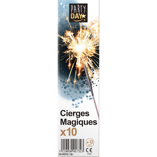 Cierges magiques gris 18 cm, lot économique de 10, émettant étincelles dorées, emballage papier, idéal pour fêtes, anniversaires et mariages