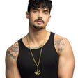 Gold rasta necklace made of zinc alloy and iron, unisex jewelry for adults, displayed on a card.