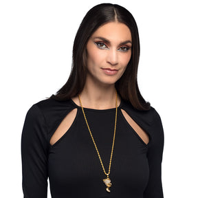 Gold Asiyah necklace for women, Egyptian-inspired jewelry made of 95% iron and 5% acrylic, featuring a 4 x 2 cm metal pendant, ideal for adults.