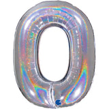 Ballon chiffre -  Argent holographique pailleté - 40" - Gonflage Hélium en boutique
