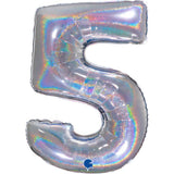 Ballon chiffre -  Argent holographique pailleté - 40" - Gonflage Hélium en boutique