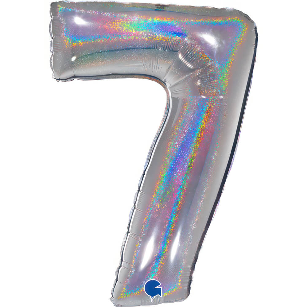Ballon chiffre -  Argent holographique pailleté - 40" - Gonflage Hélium en boutique