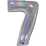 Ballon chiffre -  Argent holographique pailleté - 40" - Gonflage Hélium en boutique