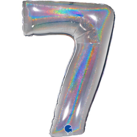 Ballon chiffre -  Argent holographique pailleté - 40" - Gonflage Hélium en boutique