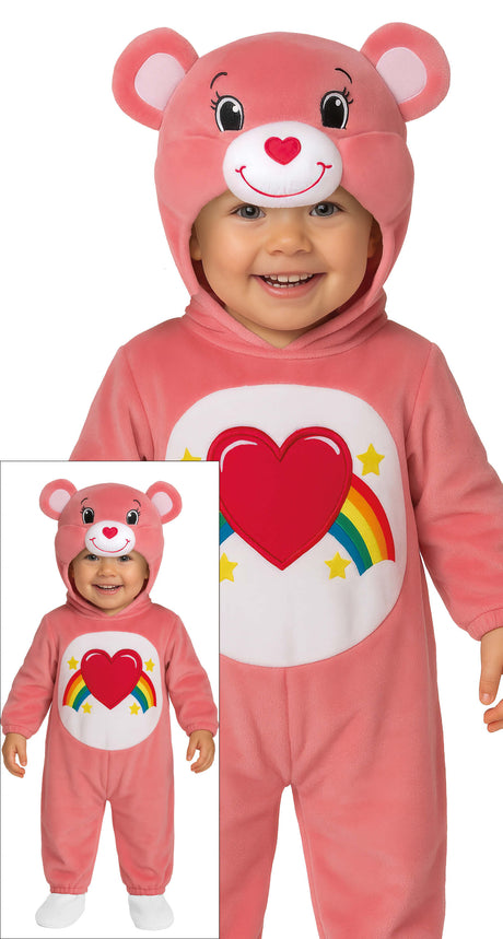 Baby unisex pink and white rainbow bear costume for 18 to 24 months, polyester animal outfit for toddlers.