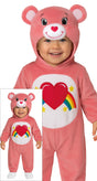 Baby unisex pink and white rainbow bear costume for 18 to 24 months, polyester animal outfit for toddlers.