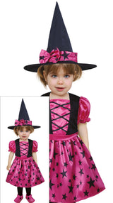 Baby girl Halloween witch costume in pink and black polyester for ages 18 to 24 months