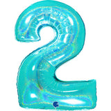 Ballon chiffre - Turquoise pailleté - 40" - Gonflage Hélium en boutique