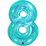 Ballon chiffre - Turquoise pailleté - 40" - Gonflage Hélium en boutique