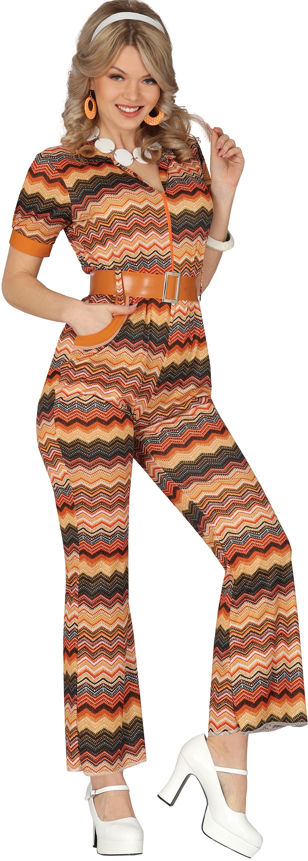 Déguisement années 70 femme brun polyester taille 36/38
