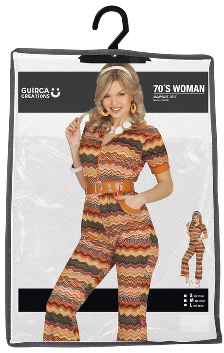 Déguisement années 70 femme brun polyester taille 36/38