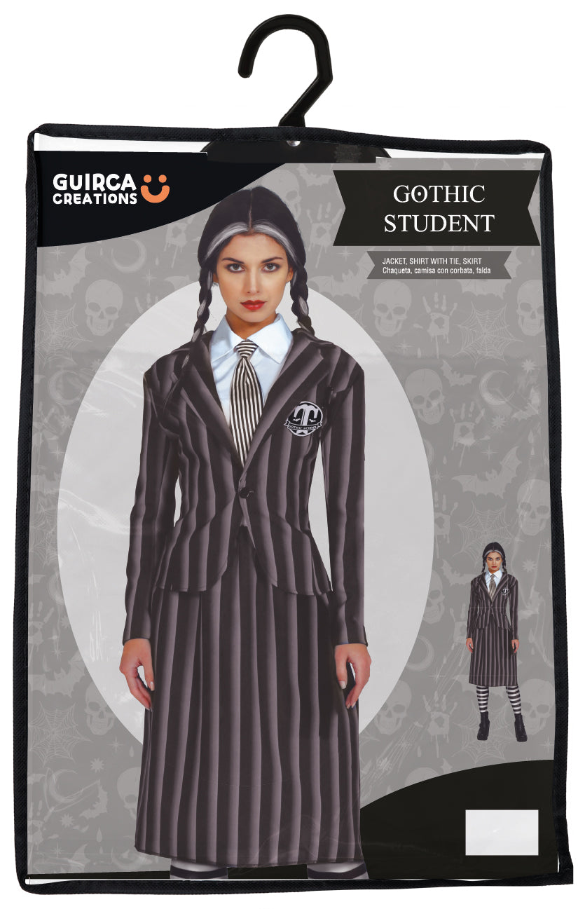 Déguisement étudiante gothique adulte noir et gris