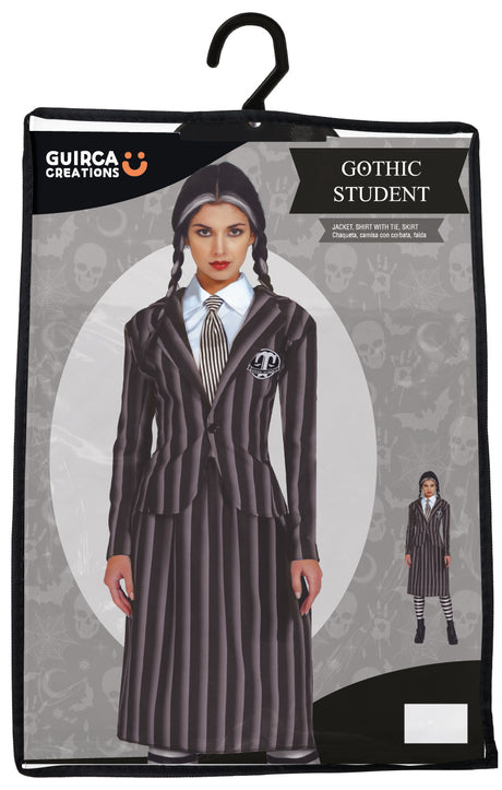 Déguisement étudiante gothique adulte noir et gris